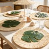 12Pcs Placemats and Palm Placemat, Green Straw Leaf Table Mat,