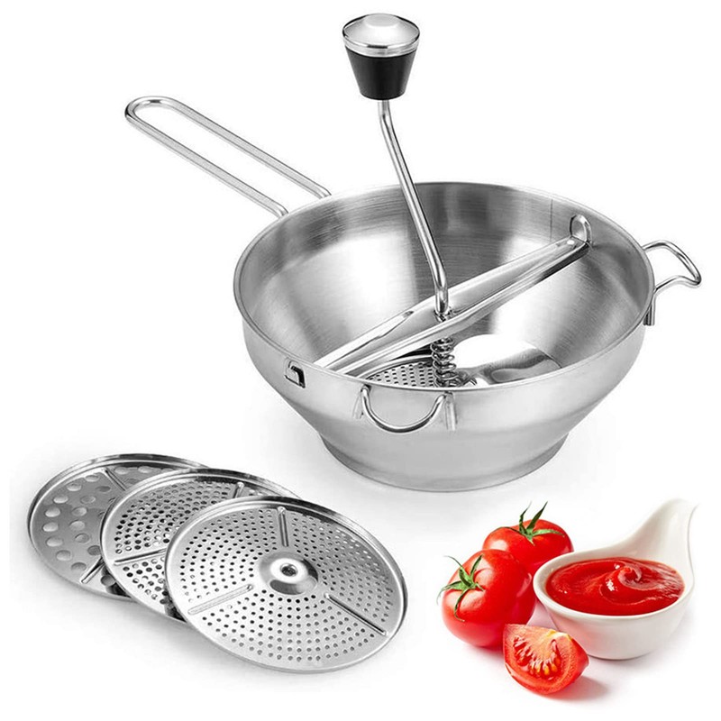 Rotary Food Mill with 3 Interchangeable Disks, Easy to Use