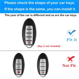 KUSTSOFT Silicone Rubber Key Fob Cover Compatible with Nissan Altima SR Armada SL Maxima Murano Pathfinder Rogue Titan Versa Sentra KR5S 80144014 (Black Black)