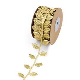 AUTUUCKEE 10M Gold Leaf Ribbon, Polyester, Natural/Foliage, Multiple Occasions, Festive, Gift Giving, Gold