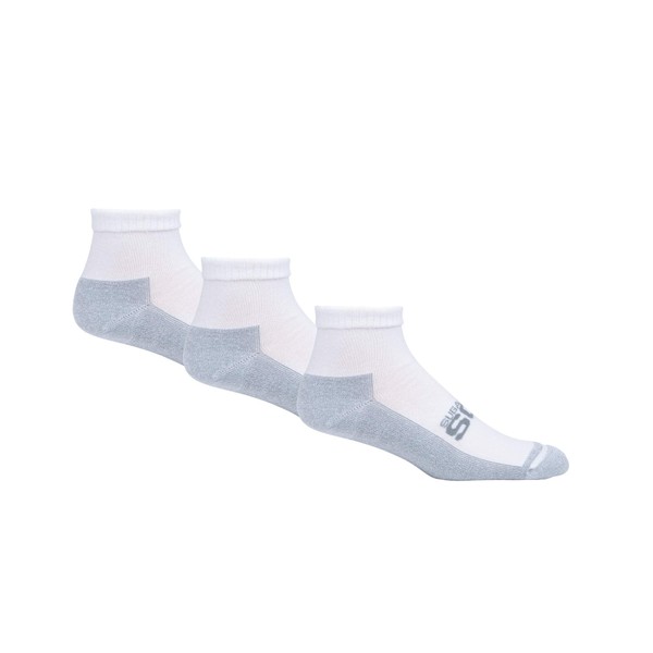 Sugar Free Sox Active Fit Cushioned Diabetic Socks, Ankle Length (White, 10-13)