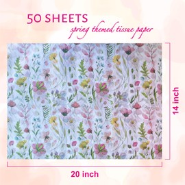 Tissue Paper, 50 Sheets 14*20" Wrapping Tissue Paper for Your Special Occasions, Patterned Tissue Paper for Crafts, Spring Tissue Paper for Your Business (Spring-14*20"(50 sheets))