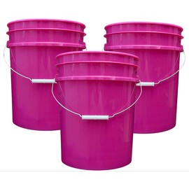 House Naturals 5 Gallon Premium HPDE Plastic Bucket - Made in USA Food Grade Storage Container, BPA Free All Purpose Pail (3, Magenta)