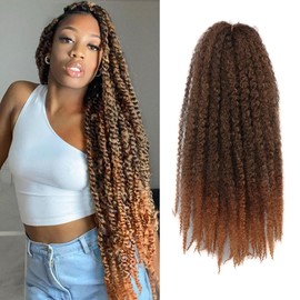 Auxemuen 20 Inch Marley Twist Braiding Hair 3Packs Senegalese Kinky Cuban Marley Twist Afro Kinky Curly Crochet Braids Synthetic Natural Hair Extensions for Women(T30)