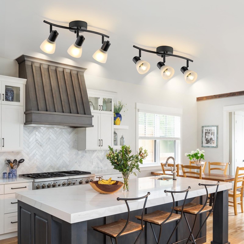 KEESFU 3 Light Track Lighting Fixtures Ceiling,Adjustable Directional Ceiling Lights