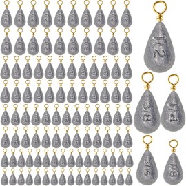 Relaxgiant Bell Fishing Weights Sinkers Drop Shaped Fishing Sinkers Catfish Weights for Ocean Saltwater Surf Bass Casting Gear Tackle Includes(1/2oz 3/8oz 1/4oz 3/16oz 1/8oz,150pcs/box)