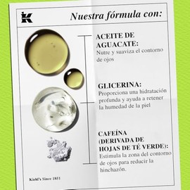 Kiehls Avocado Eye Treatment - Crema Contorno para Ojos Hidratante, Reduce Bolsas e Ilumina la Mirada. Con Aceite de Aguacate, Manteca de Karit, Beta 
