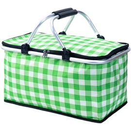 Insulated Picnic Basket Cooler Bag with Leak-Proof Liner, 26L Large Capacity for 12 Adults, Picnic Basket with Sturdy Handles for Outdoor Activities, Travel, Beach, Camping (Green)