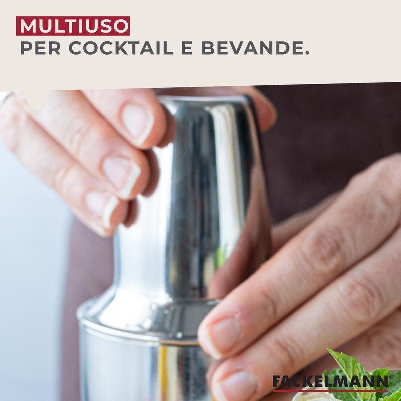 Fackelmann Miscelatore Shaker in Acciaio Inossidabile, Argento, Capacità 400ml