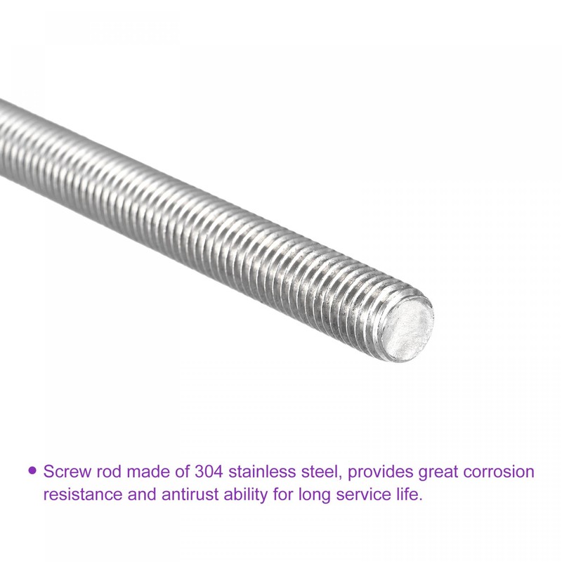 sourcing map M10 x 250mm Fully Threaded Rod 304 Stainless