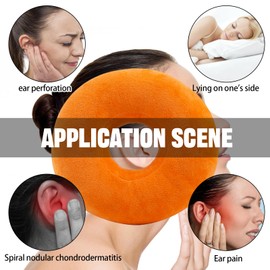 9'' Ear Piercing Pillow,Donut Pillow, O-Shaped Pillow With An Ear Hole For Side Sleepers,Cnh Piercing Pillow Donut,Suitable For Side Sleepers, Relieve Ear Pain, Otitis, And Pressure Sores (Orange)