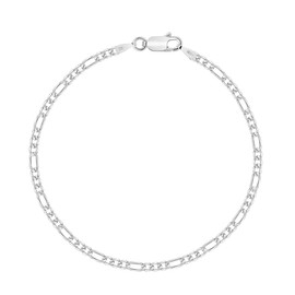 Planetys - Figaro (1+3) Bracelet Rhodium-Plated 925 Sterling Silver - 2.5 mm Width Lengths 18-19-20-21 cm, Silver, without stone
