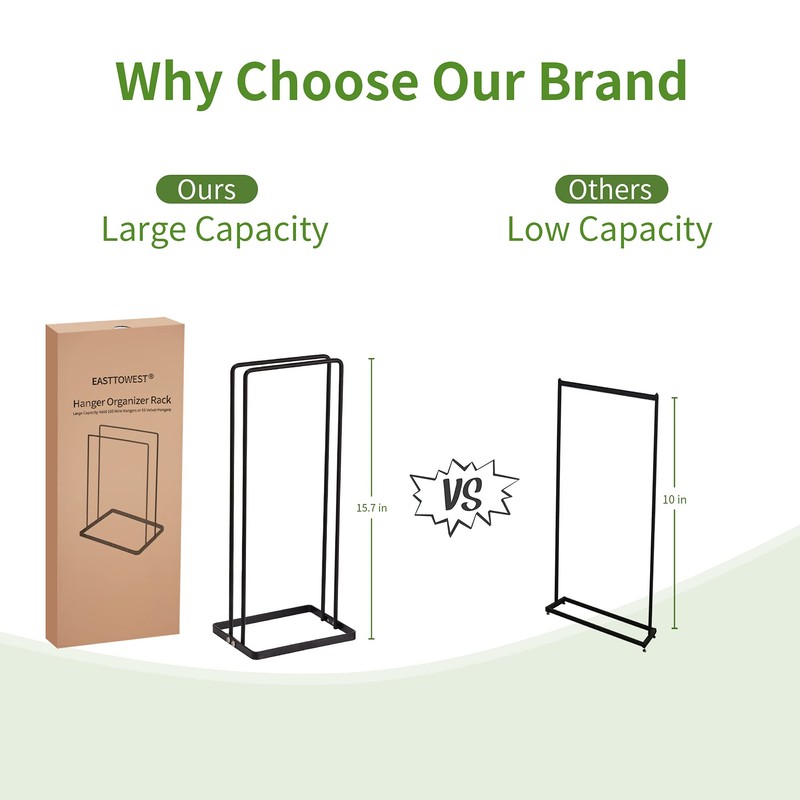 EASTTOWEST Hanger Organizer Stacker 2 Pack,Clothes Hanger Storage Rack Holder