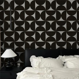 Dimoon 236"x17.3"Geometric Peel and Stick Wallpaper Brown and Beige Wallpaper Square Contact Paper Thicken Waterproof Vintage Self Adhesive Removable Wall Covering Shelf Liner Decal Vinyl Roll