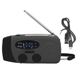 Hand Crank Solar Radio with LED Flashlight Portable FM AM WB USB Radio for Emergency Disaster PreventionBlack European