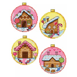 Crafting Spark Counted Cross-Stitch Kit "Gingerbread Houses Baubles pink" 167CS