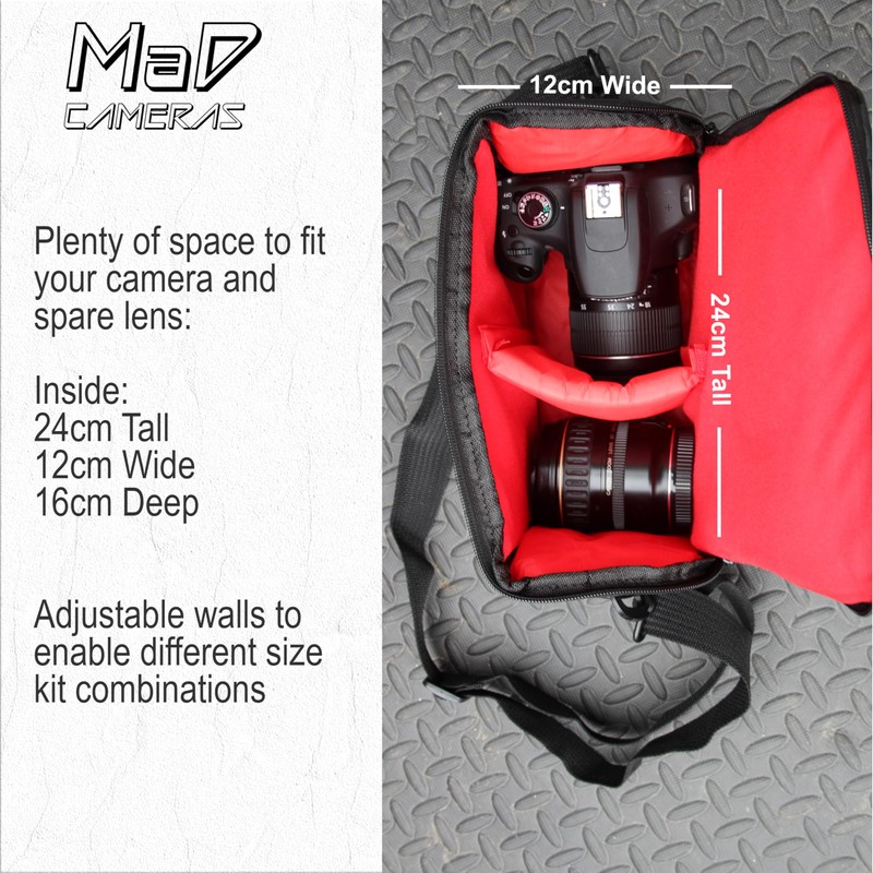 MaD Cameras Padded Adjustable Camera Shoulder Carry Bag Satchel for