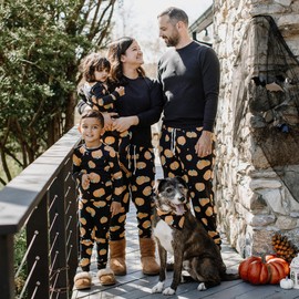 Burt's Bees Baby Baby 1-Piece Family Jammies Matching Holiday Organic Cotton Pajamas, Midnight Pumpkins 2024, 6-9 Months