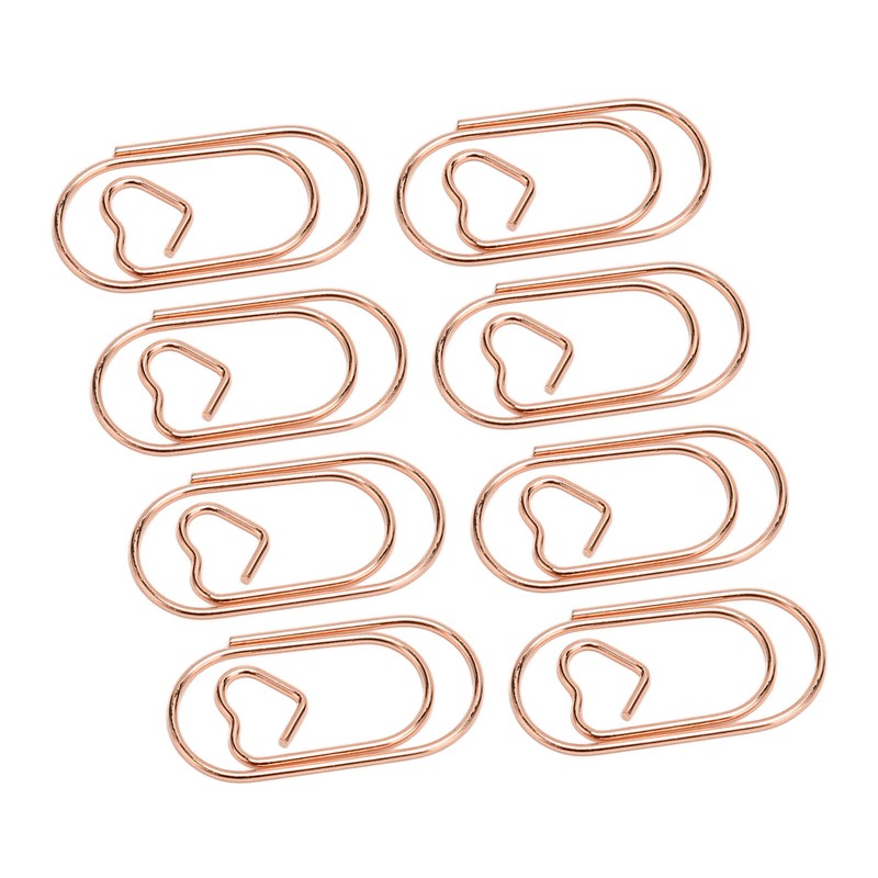 100pcs Paper Clips Portable Heart Shape Rustproof Electroplated Metal Paperclips