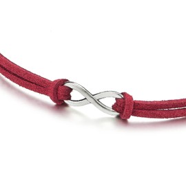 COOLSTEELANDBEYOND Ladies Womens Red Choker Necklace with Small Infinity Love Charm Pendant