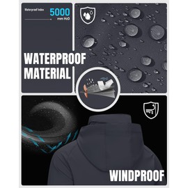 33,000ft Men's Rain Jacket Waterproof Lightweight Raincoat Packable Rain Shell Windbreaker with Hood for Golf Hiking Travel