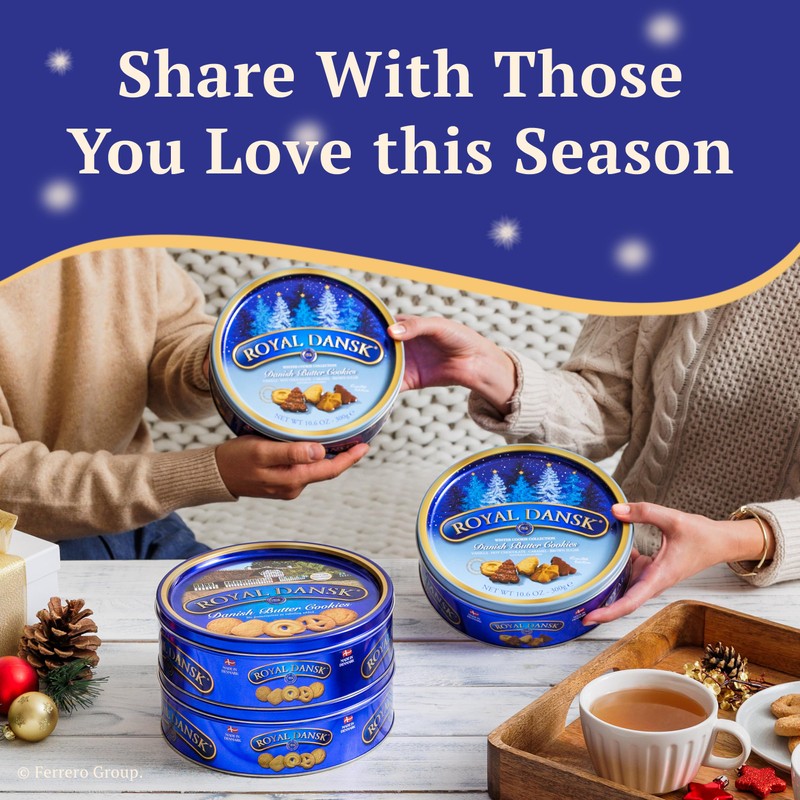 Royal Dansk Danish Butter Cookies, Holiday Cookie 4 Pack, Gift