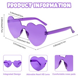 Bouiexye 12 Pack Heart Shaped Sunglasses for Women Heart Glasses for Bachelorette Birthday Party Favor (Multicolor)