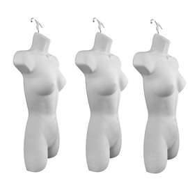 Only Hangers Set of Three Women's Torso Female Plastic Hanging Mannequin Body Forms in White - Pack of (3)