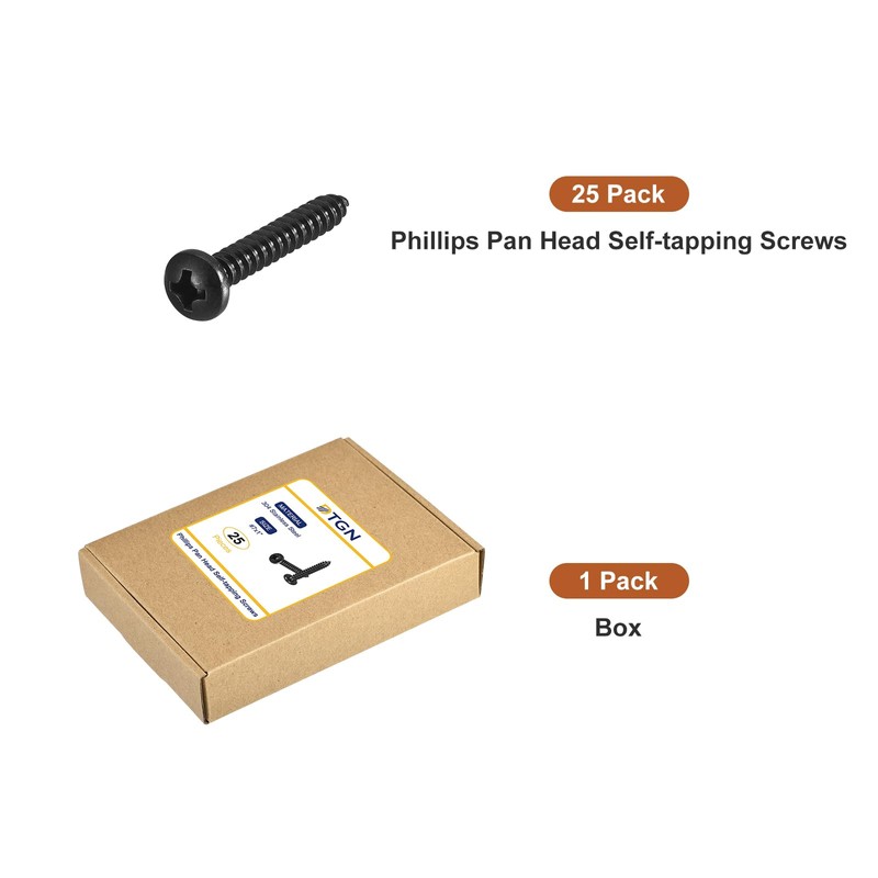 DTGN #7x1" Black Screws - 25Pack - 304 Stainless Steel