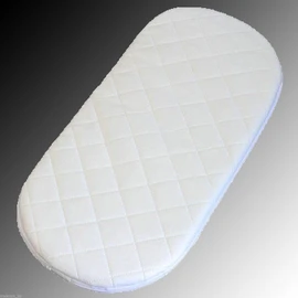 Gold Star Bedding Oval Shaped Round Corners Soft Moses Basket/Pram Quilted Mattress (75 x 28 x 3 cm) - Firm, White