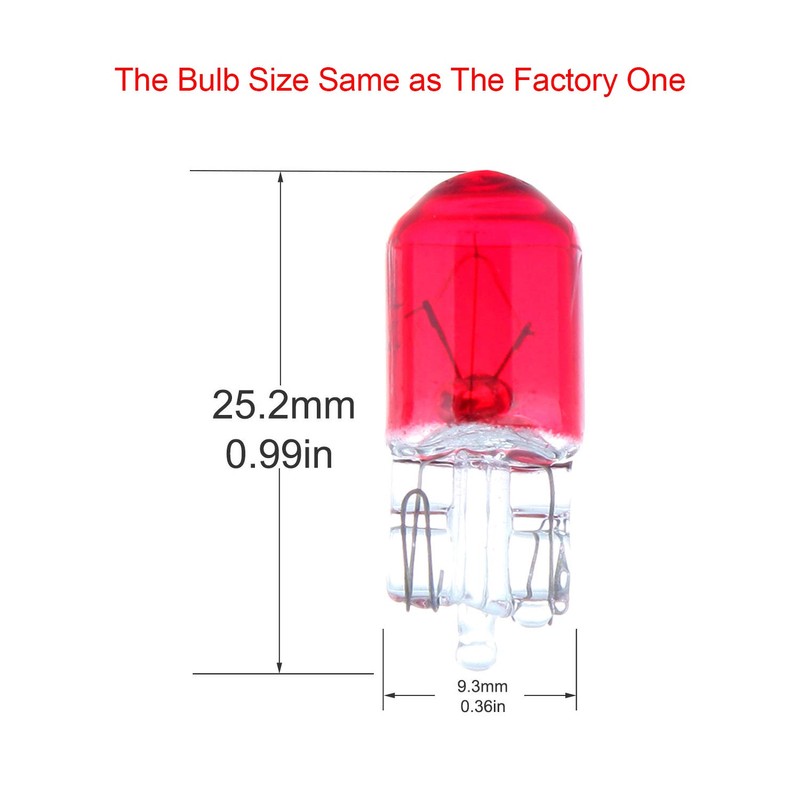 cciyu 10 pcs T10 W5W Red Halogen Light Bulb 168