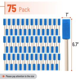 Bates- Foam Paint Brushes, 1 Inch, 75 Pack, Blue Foam Brushes for Painting with Lightweight Wooden Handles