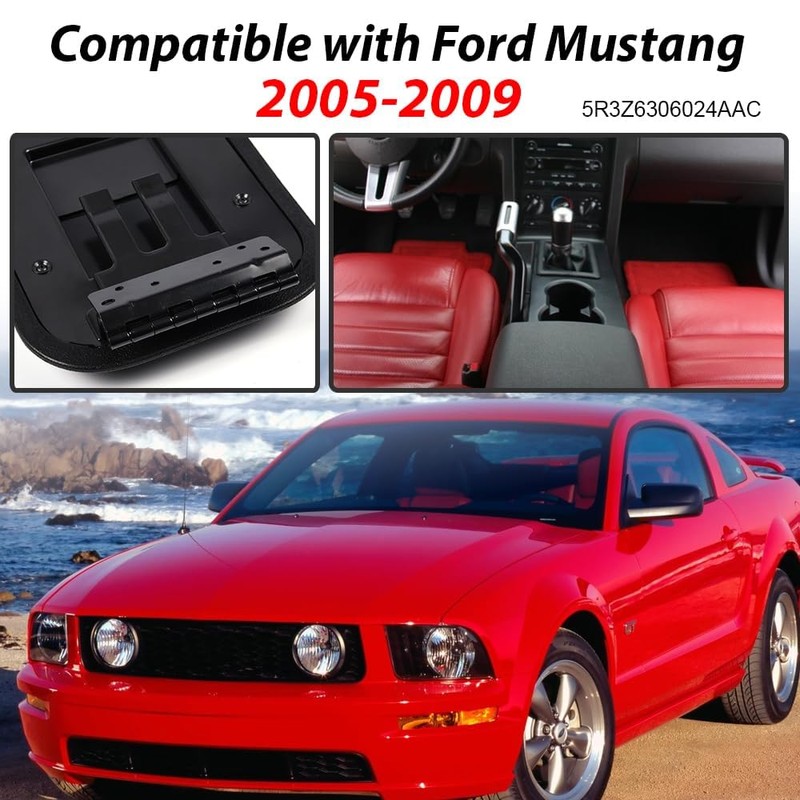 ALLGOOD Center Console Armrest Lid w/Latch Compatible with Ford Mustang