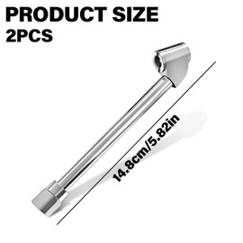 NILLOS Tire Inflator Rod, 2 PCS 1/4'' Dual Head Tyre Air Chuck for Truck, Bus, Car, Motorcycle, Valve Tool (Silver)