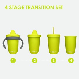 bblüv Küp Silicone Toddler Straw Sippy Cup - 4-in-1 Durable Spill Proof Cups for Kids, Travel Transition Training Cups for Babies, Includes Food Grade Lid and Straw - (Lime)