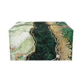 COEQINE Black Green Marble Print Tissue Box Cover Rectangular,Leather Tissue Box Holder Green Gold Marble Theme for Home Functional And Can Be Used As Decor