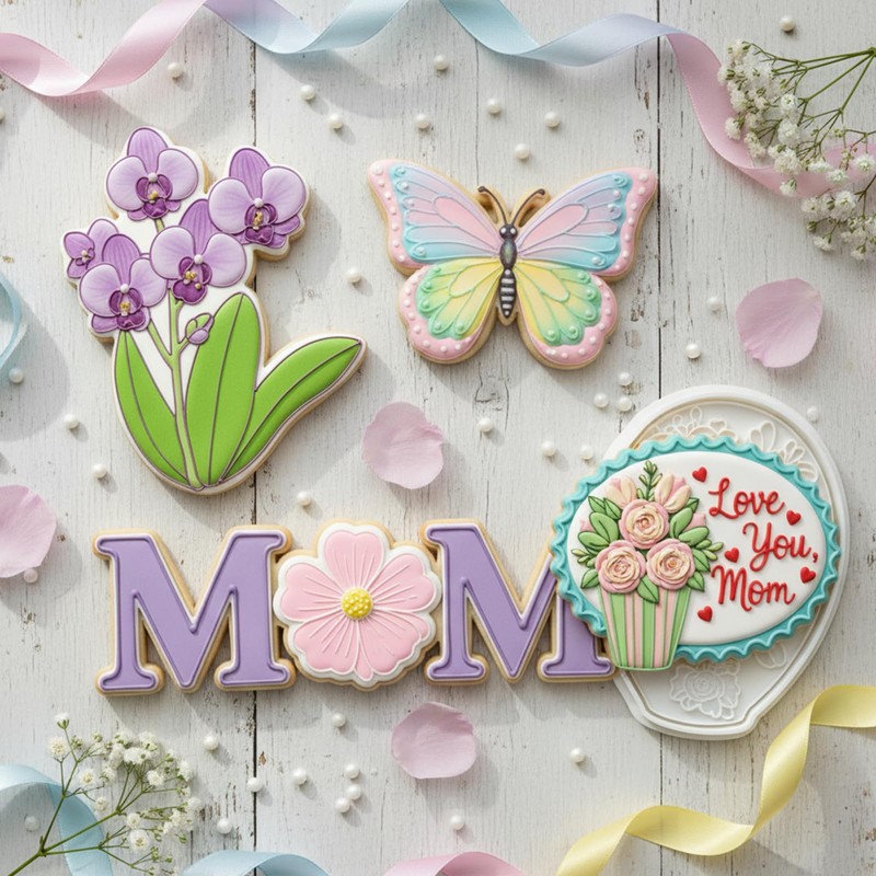 Flower Cookie Cutters Butterfly with Plunger Stamps Handle Detailed 3.5"