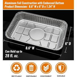 NUPICK 55 Pack 6415 Drip Pans Compatible for Weber Spirit Series, Genesis Series, Q Series Grills, Disposable Aluminum Foil Grease Trays, 8.5" x 6"
