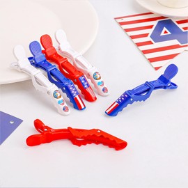 4th of July Hair Decorations Girls Women Hair Decorative Clips Patriotic Hair Accessories Blue Red White Crocodile Clips Flag Design Hair Pins for Independence Day Head Art Decor 6Pcs
