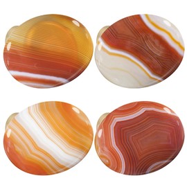 mookaitedecor Set of 4 Carnelian Crystal Cabinet Knobs with Screws, Oval Shape Healing Stone Drawer Pull Handles for Dresser Home Furniture Decorative
