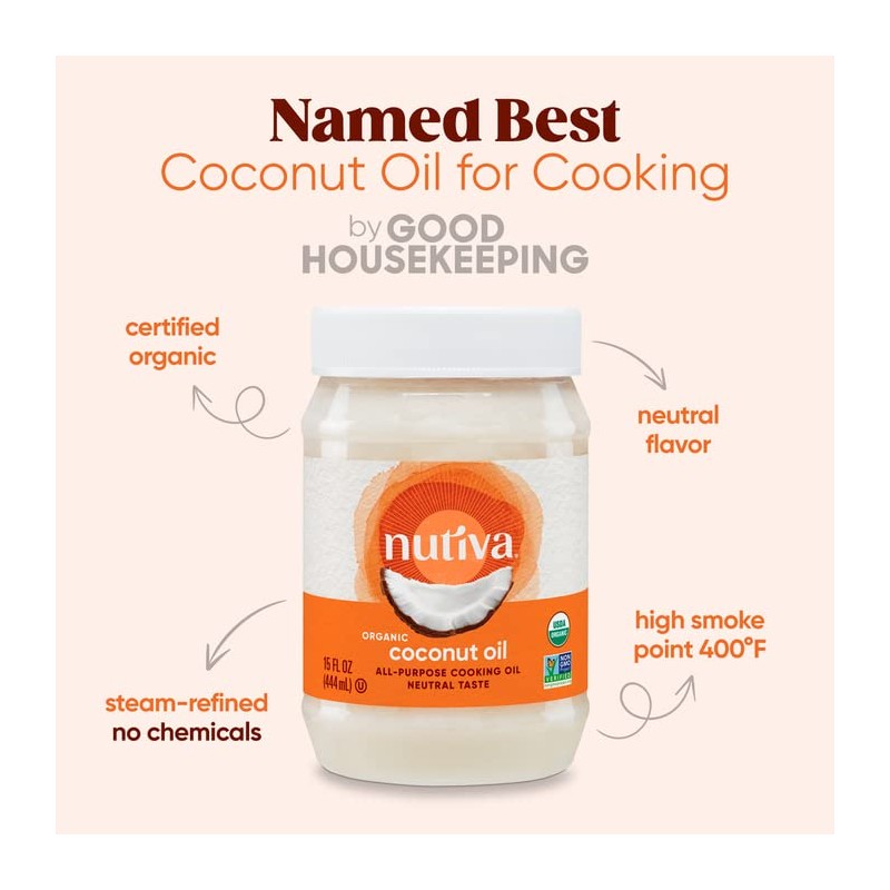 Nutiva Organic Steam Refined Oil, Coconut, 128 Fl Oz