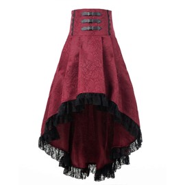 FCCAM Steampunk Women's Knee-Length Gothic Skirt Goth Skirt Festival Skirt Pirate Skirt Medieval Skirt, Red 964a