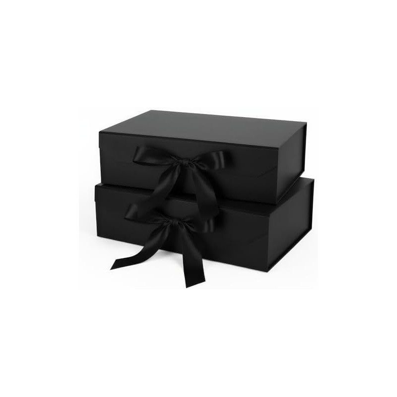 2 Pcs Caja de Regalo Plegable Magnéticaon con Cinta, 1200gsm