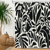 Aperturee Black and White Flower Shower Curtain for Women Girls