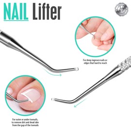 Comprehensive Ingrown Toenail Removal and Nail Care Kit - Pedicure and Manicure Tools Set with Cuticle Trimmer, Nail Cuticle Nippers, Cuticle Clippers, Cuticle Pushers - Made of Stainless Steel