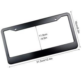 2 Pieces Porta Placas Para Auto Acero Inoxidable Marco Universal De MatríCula La Placa Agujero circularFáCil Bloqueo Auto, Metal License Plate Frame Proteger Y Decorar Matricula(12.4*6.3in-2PCS,Negro)