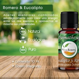VIDA SCENTS | Aceite Esencial De 10ml 100% Puro Y Natural | Romero y Eucalipto