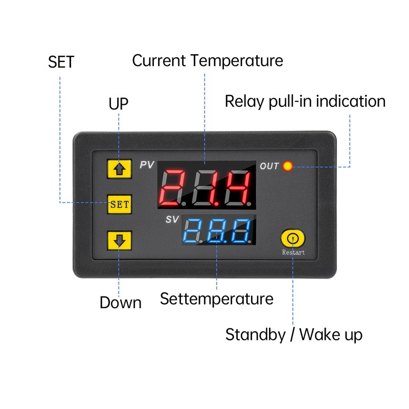 Aideepen W3230 Temperature Controller, 2 Pack DC 12V 20A Digital