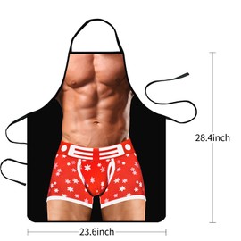 Funny BBQ Apron for Men, Women, Kitchen Chef Cooking Aprons Christmas Birthday Gift for Husband, Wife, Dad, Mom and Friends (Red - Muscleman 1)
