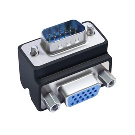 DTECH 90 Degree VGA Right Angle Adapter 15 Pin Male to Female Extension Converter Coupler